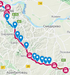 Mapa deonice Beograd - Velika Plana