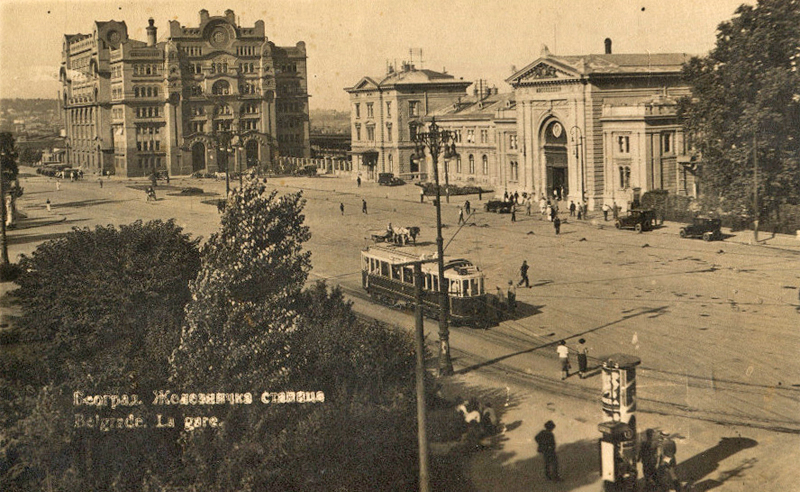 Savski trg sa železničkom stanicom i glavnom poštom 1939.